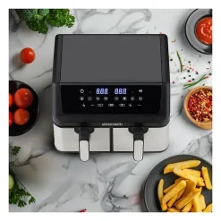 Friteuse sans huile - ARTHUR MARTIN - Airfryer AMPF9 - 2 cuves de 4,5L - 2000W - Affichage LED