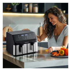 Friteuse sans huile - ARTHUR MARTIN - Airfryer AMPF9 - 2 cuves de 4,5L - 2000W - Affichage LED