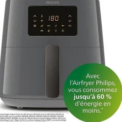 Friteuse sans huile - PHILIPS - HD9280/60 - Airfryer Série 5000 6.2L - 7 préréglages - connecté - 2000W - Gris