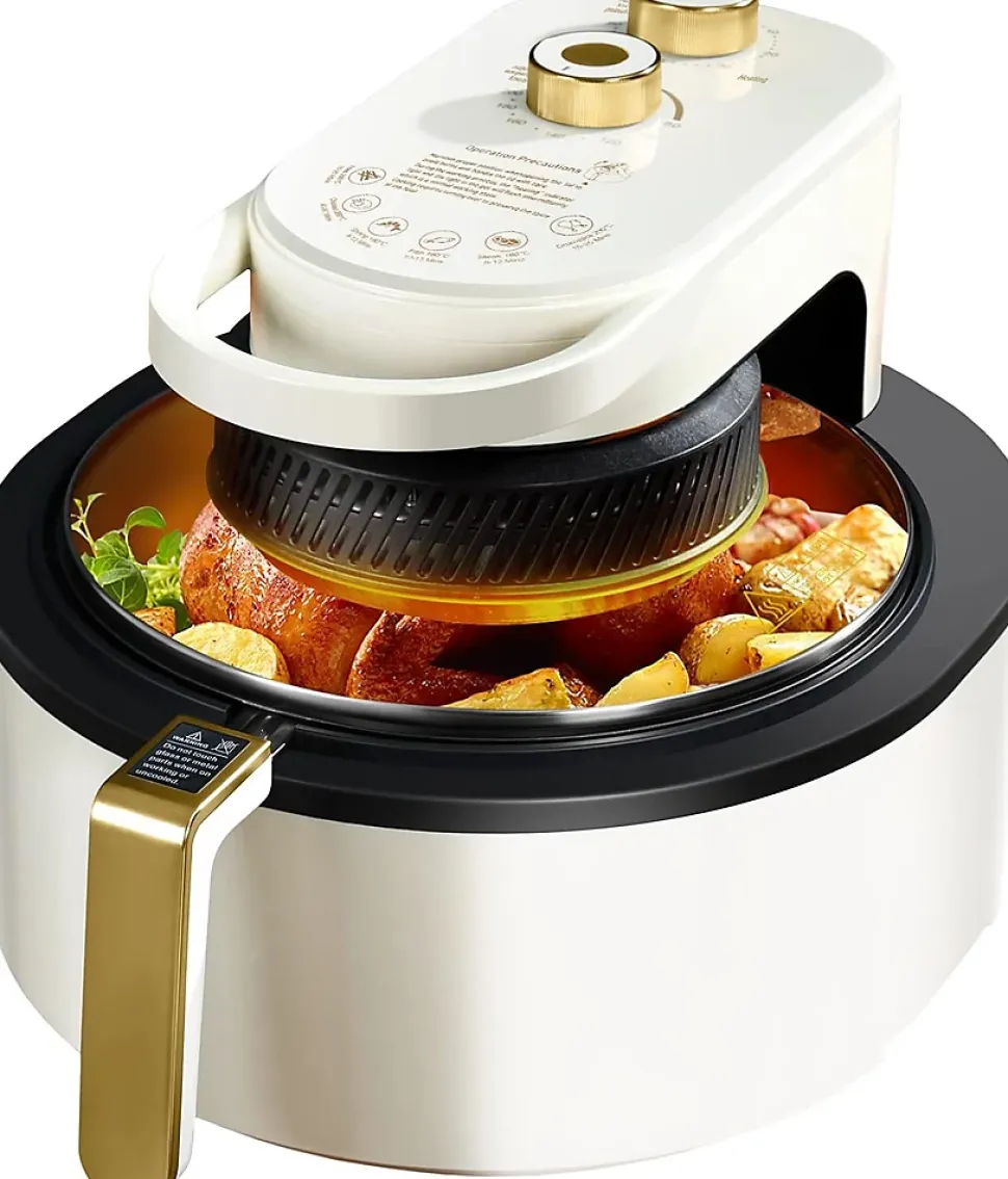 Friteuse sans Huile de 5,5L Air Fryer Avec Fenêtre Visible pour 4 à 6 Personnes 1350W blanc