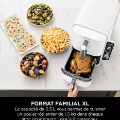 Friteuse sans huile 9.5l 2470w blanche Ninja SL400EU WH double stack XL
