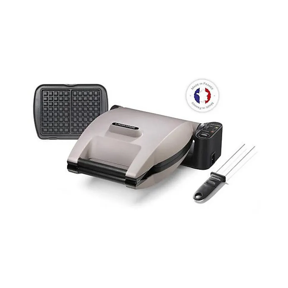 Gaufrier - LAGRANGE - 19133 - Beige - Anti-adhésif - 2 gaufres 155x100mm