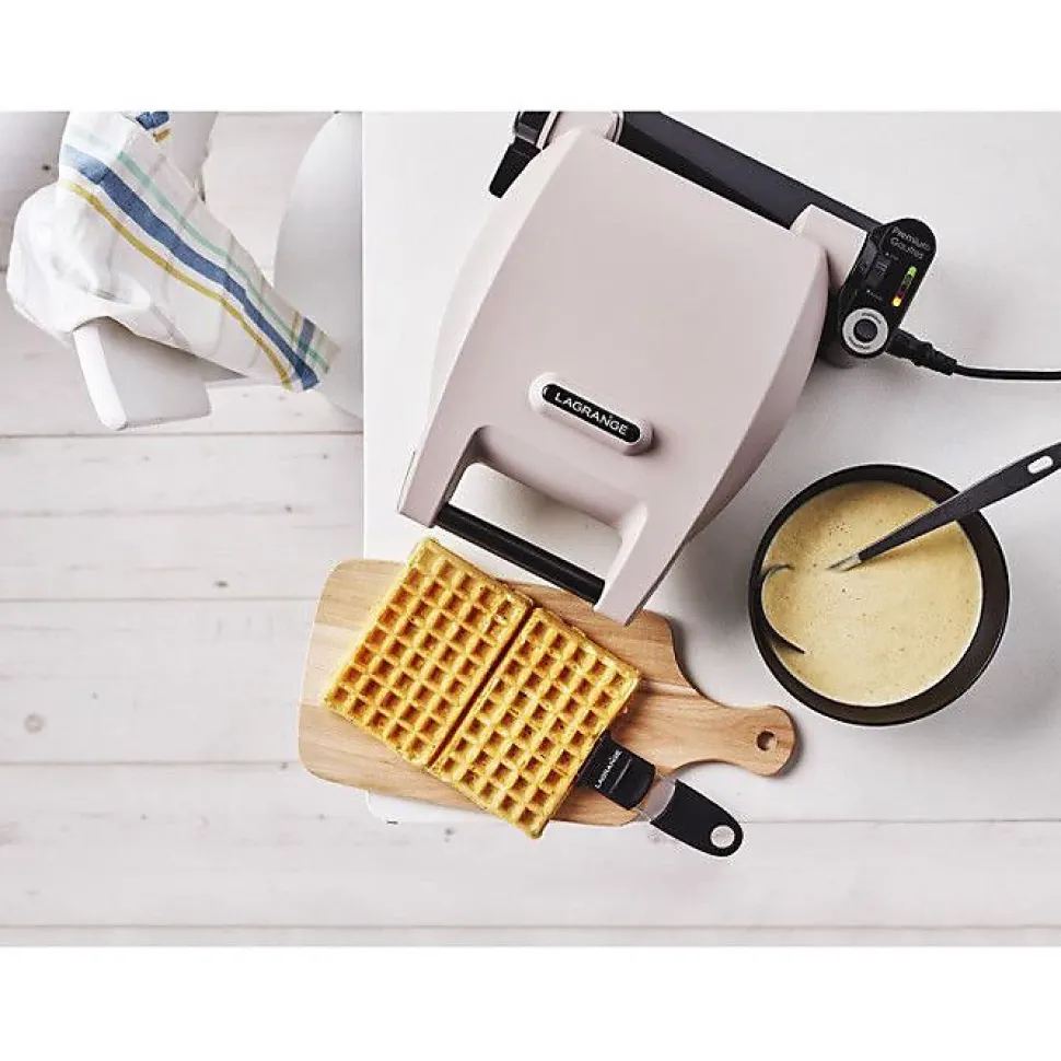 Gaufrier - LAGRANGE - 19133 - Beige - Anti-adhésif - 2 gaufres 155x100mm