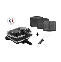 Gaufrier - LAGRANGE - 39624 - Noir - Revêtement antiadhésif - Fonction sandwichs