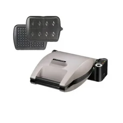 Gaufrier - Premium Gaufres - MINERAL G - Multifonctions - Plaques interchangeables - Couleur gris