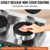 Gaufrier commercial 2460W, appareil gaufre ronde double tête, inox, contrôle temperature temps.