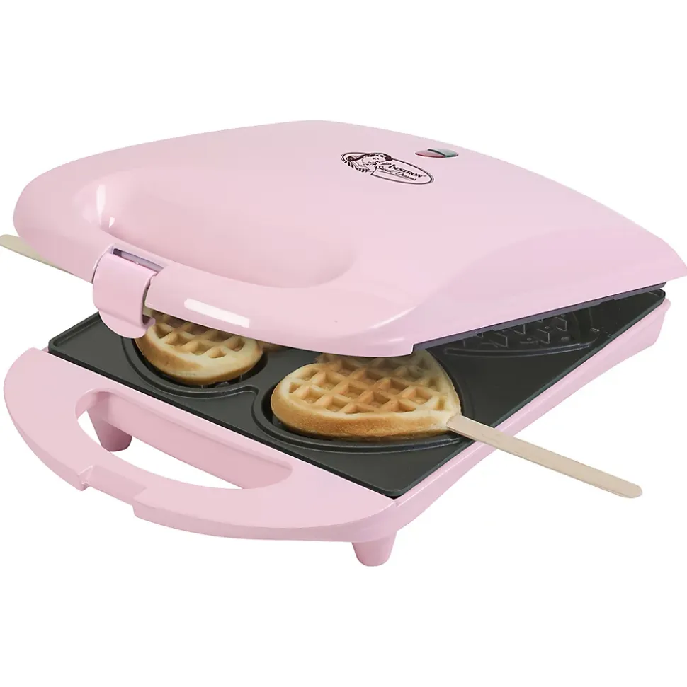 Gaufrier forme de 4 coeurs sur bâtonnets 780w rose Bestron DSW271P sweet dreams