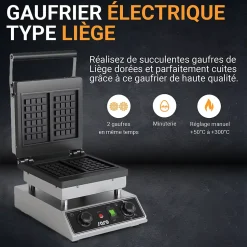 Gaufrier électrique gaufre type liège avec 2 empreintes - L2G