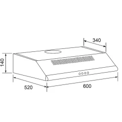 GLEM hotte visière 60 cm 250 m3/h noire - GHC625BK