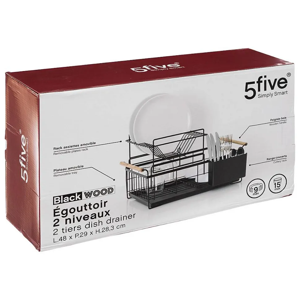 Égouttoir 2 niveaux en métal Blackwood - Noir- 5five