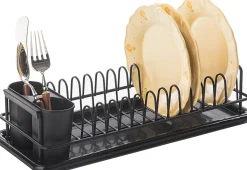 Égouttoir à vaisselle jusqu'à 12 assiettes + couverts 41 x 17 x 10 cm noir