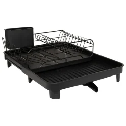 Égouttoir à vaisselle 1 niveau extensible noir