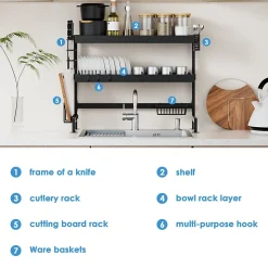 Égouttoir à Vaisselle en INOX, pour Comptoir de Cuisine et Évier -65cm