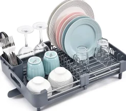 Égouttoir à Vaisselle Extensible, Pliable en Acier Inoxydable