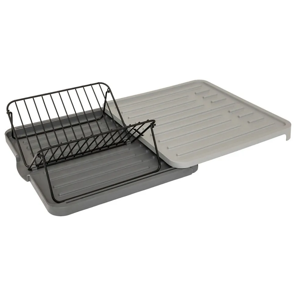 Égouttoir à vaisselle extensible Gris avec rack