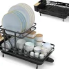 égouttoir à Vaisselle Panneau Amovible Bac égouttage Amovible Egouttoir à Tasses pour Comptoir de Cuisine Noir