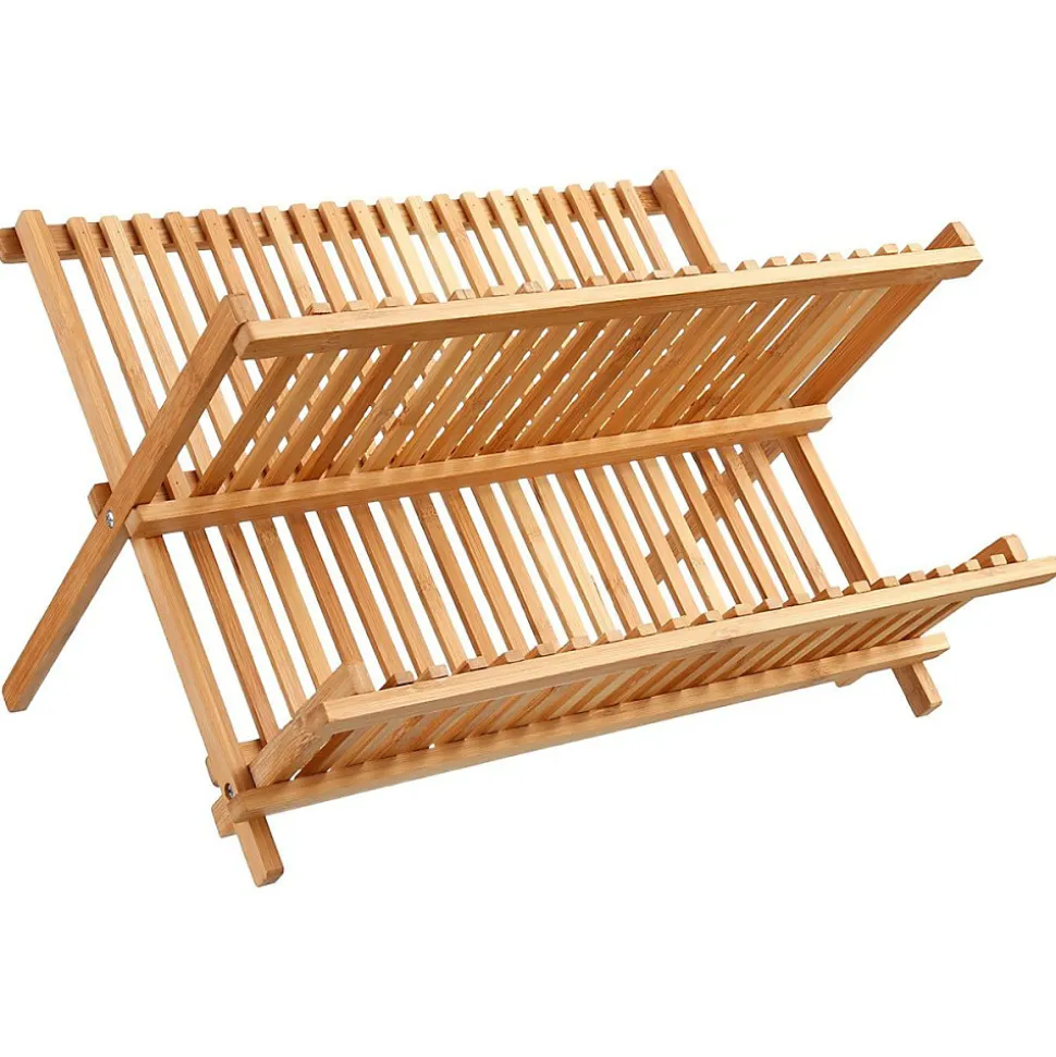 Égouttoir à vaisselle pliant 2 niveaux bambou