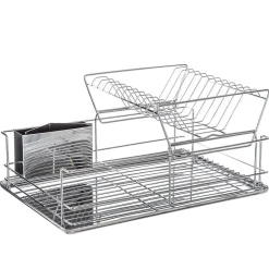 Égouttoir acier 2 niveaux avec plateau Inox - 5Five