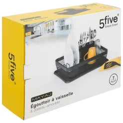 Égouttoir métal avec plateau Noir Mayaj - 5Five