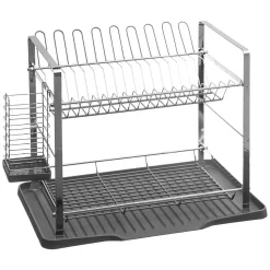 Égouttoir métal 2 niveaux avec plateau Gris - 5Five