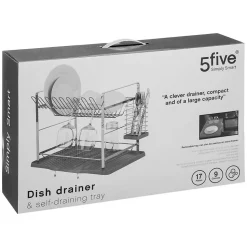 Égouttoir métal 2 niveaux avec plateau Gris - 5Five