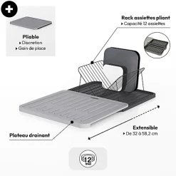 Égouttoir Néo avec rack extensible gris - Gris- 5five