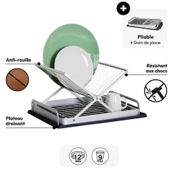 Égouttoir pliable gris 44x31cm - Gris- 5five