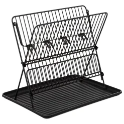 Égouttoir pliant 2 niveaux avec plateau noir - Noir- 5five