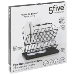 Égouttoir pliant 2 niveaux avec plateau noir - Noir- 5five