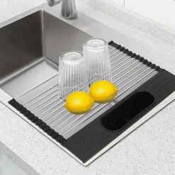 Égouttoir pour évier de Cuisine Pliable en Acier Inoxydable 44 X 28 cm