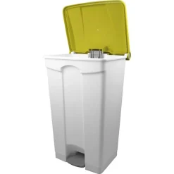 Grande poubelle de tri professionnelle à pédale solide - Jaune