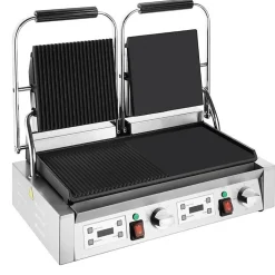 Gril de Contact Double Plaques Lisse et Rainurée 3,6 kW - Buffalo