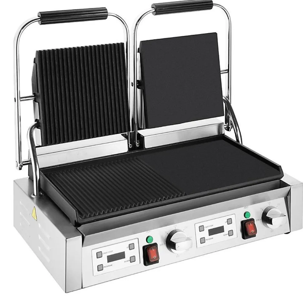 Gril de Contact Double Plaques Lisse et Rainurée 3,6 kW - Buffalo