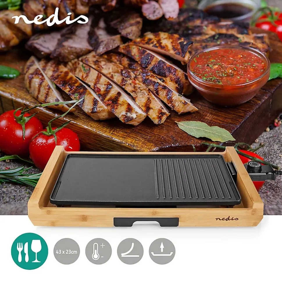 Gril de table - 6 personnes - 4 réglages de chaleur Nedis FCBG100FBK43