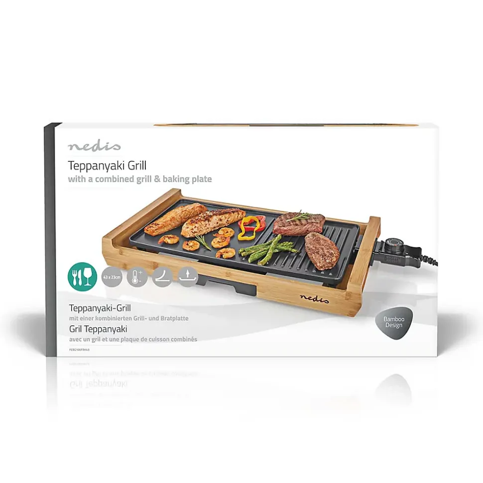 Gril de table - 6 personnes - 4 réglages de chaleur Nedis FCBG100FBK43