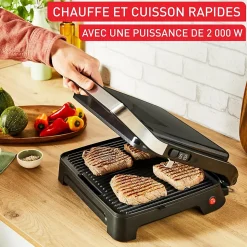 Gril Panini Noir 2000W Grande Surface