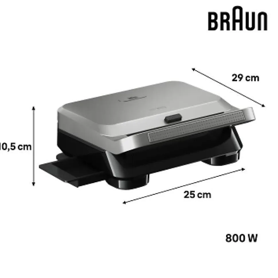 Grill - BRAUN - Sandwich Maker 5 SM5006 - 800 W - Inox / Noir