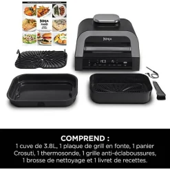Grill & Friteuse sans huile - NINJA - MAX 6-en-1 DG551EU - 1760 W - 6 modes de cuisson - Gris