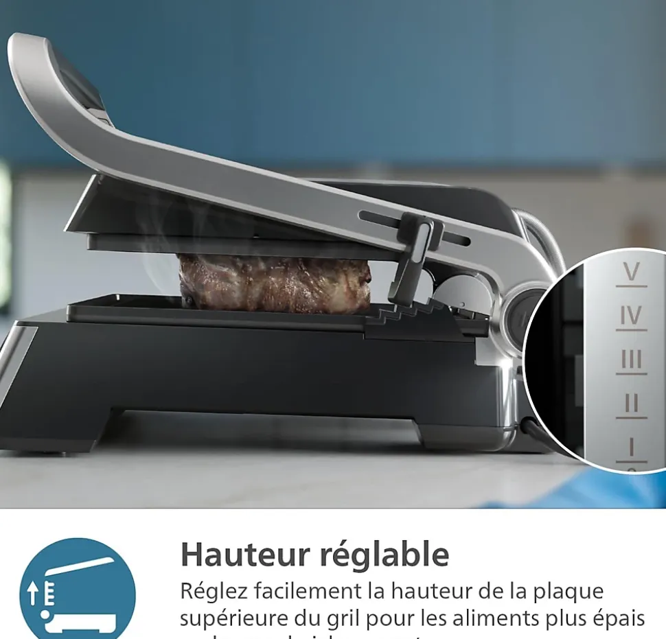 Grill Électrique Philips Noir 2000W Ouverture 180