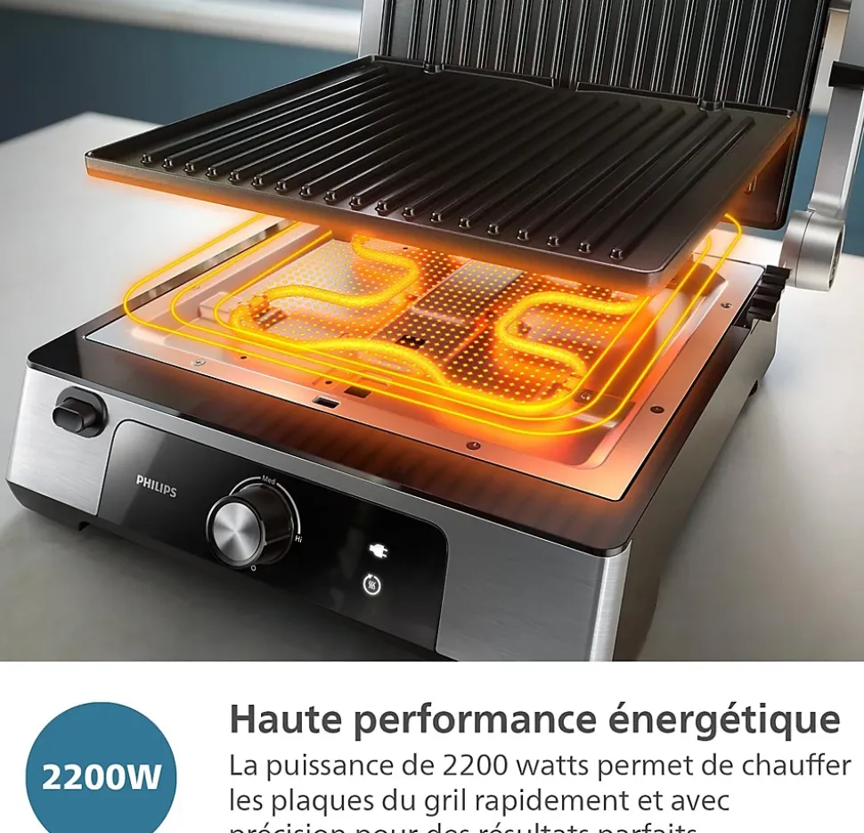 Grill Électrique Philips Noir 2000W Ouverture 180