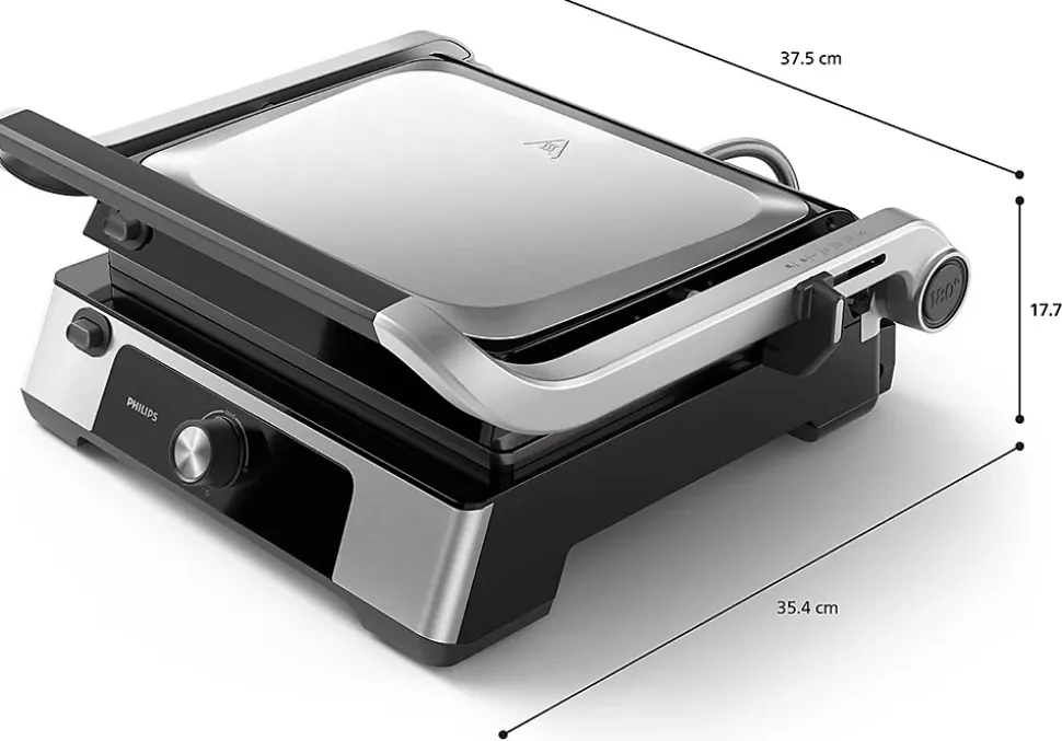 Grill Électrique Philips Noir 2000W Ouverture 180