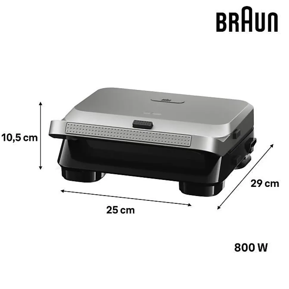 Grill multifonction Braun SnackMaker 5 800 W inox noir plaques amovibles PTFE
