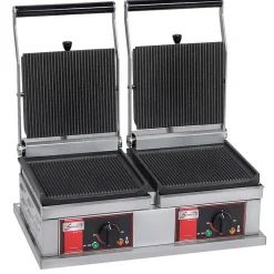 Grill Panini Double - Petit modèle - 4 plaques Rainurées - Sofraca