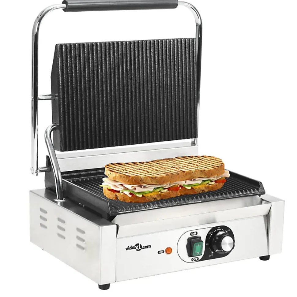 Grill rainuré pour panini 2200 W 43x30,5x20 cm