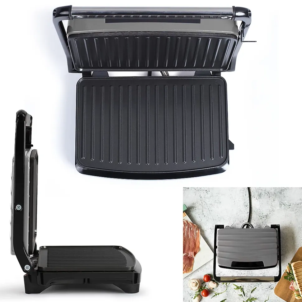 Grill viandes et panini - LIVOO DOC232G - 750w gris/noir - Surface de cuisson de 23 x 15 cm