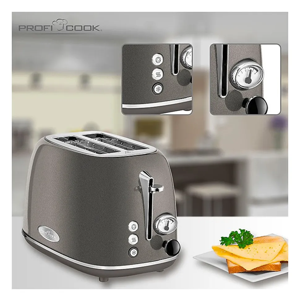 Grille pain 2 fentes vintage Proficook PC-TA 1193 Anthracite