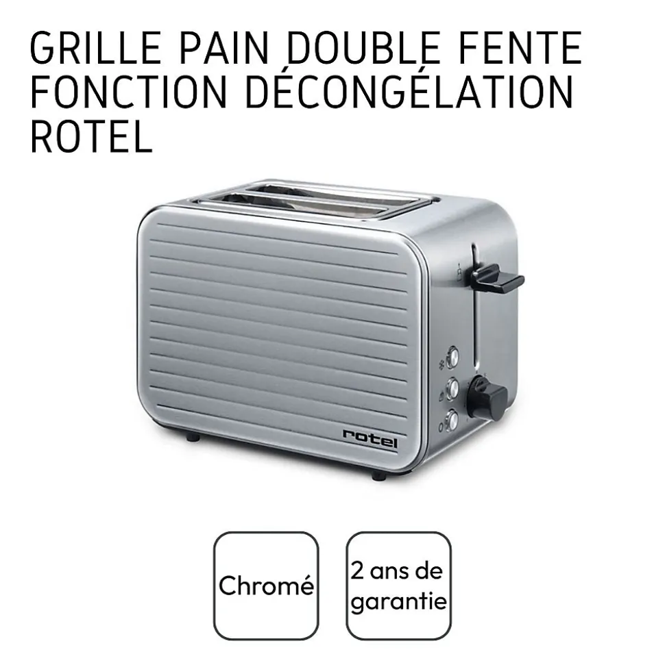Grille pain chromé avec 7 niveaux de réglages Rotel