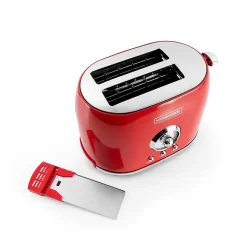 Grille Pain Style Rétro Double Fentes Retro Toast Rouge Kitchencook