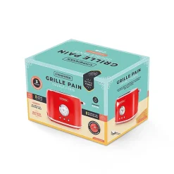 Grille Pain Style Rétro Double Fentes Retro Toast Rouge Kitchencook
