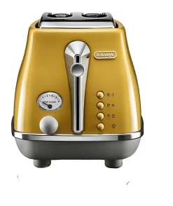 Grille-pain - DELONGHI - ICONA CAPITALS - 2 tranches - 900W - Chauffe viennoisseries - Jaune